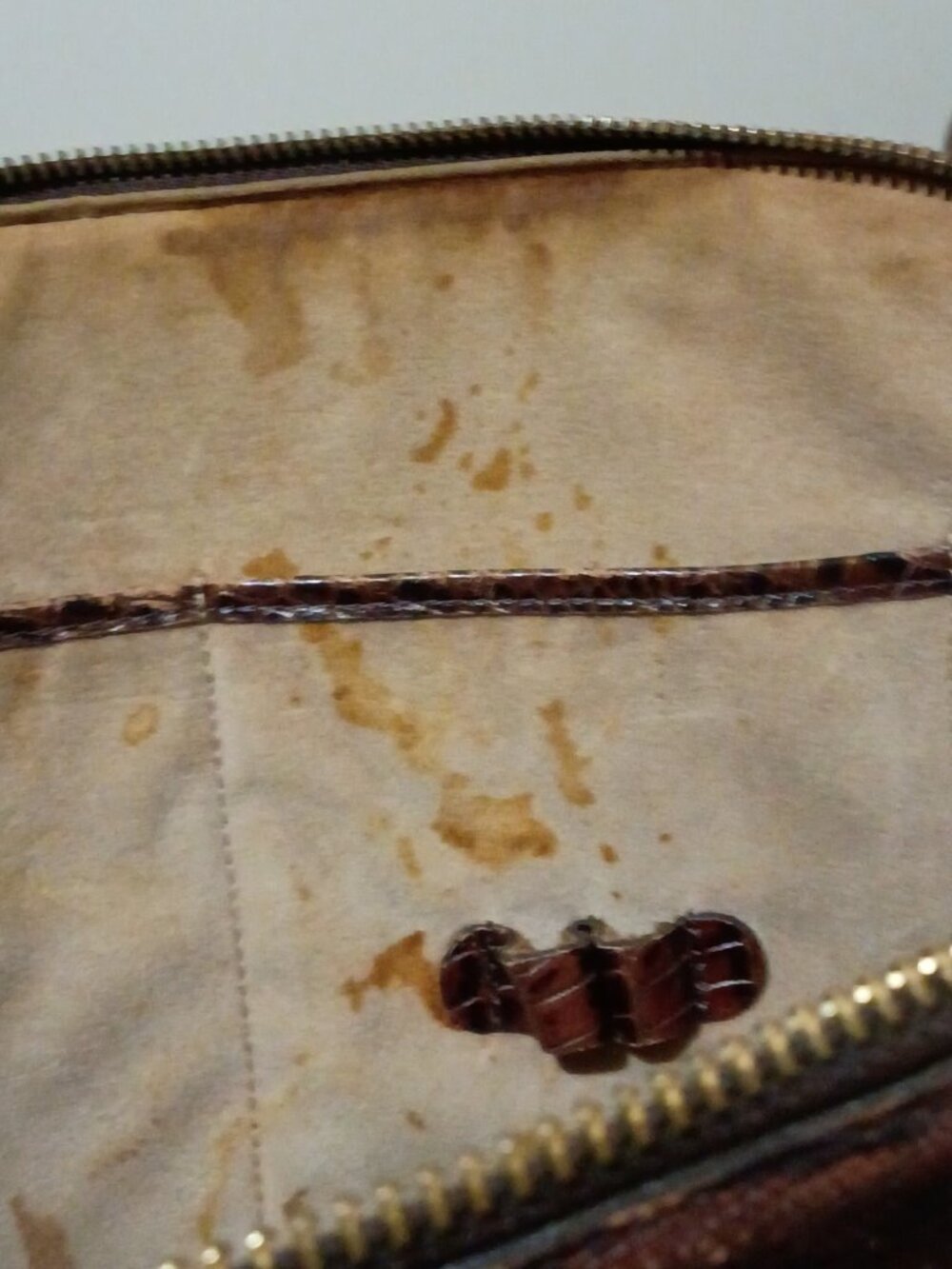 Brahmin Pecan Brown Crocodile Croc Embossed Leather Purse Handbag Dome Top - Picture 7 of 13